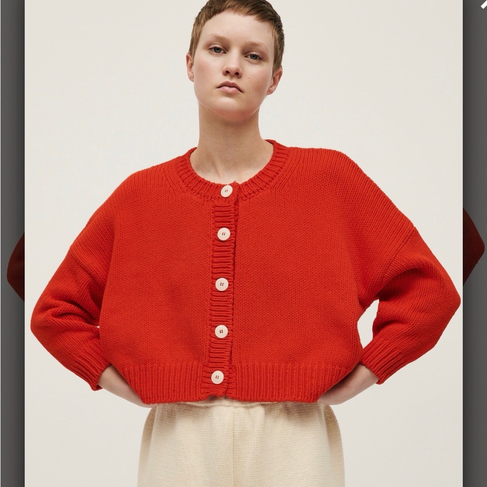 Cotton Babaa no 14 cardigan summer flame